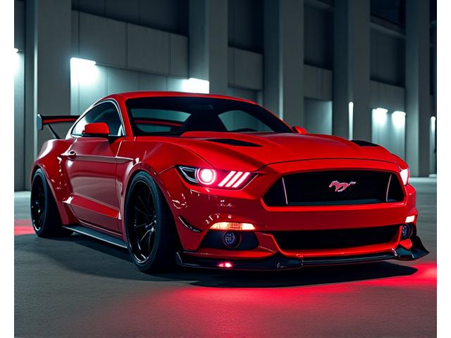Custom red Ford Mustang GT
