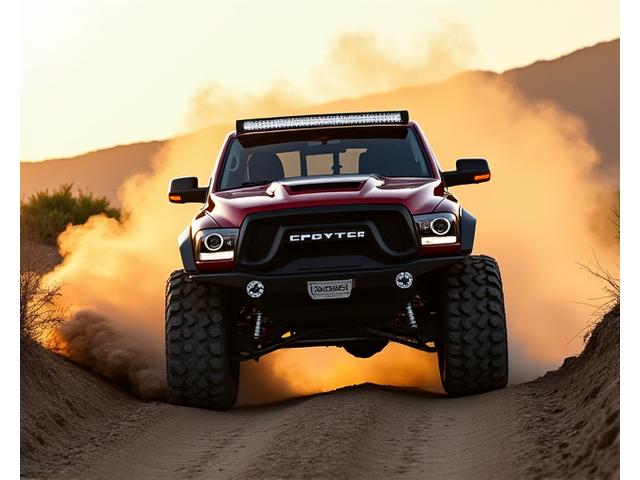 Lifted off-road truck with custom wheels and lighting