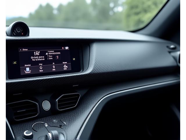 Modern interior with carbon fiber accents and digital display