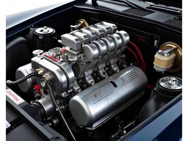 Detail shot of a turbocharged engine bay