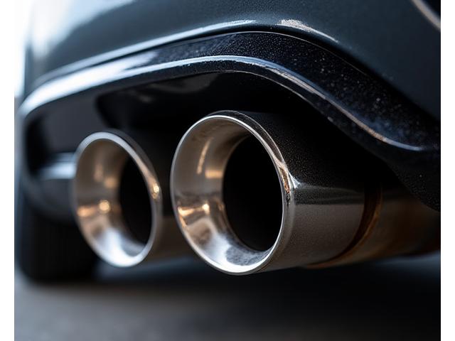 Close-up of a custom performance exhaust system