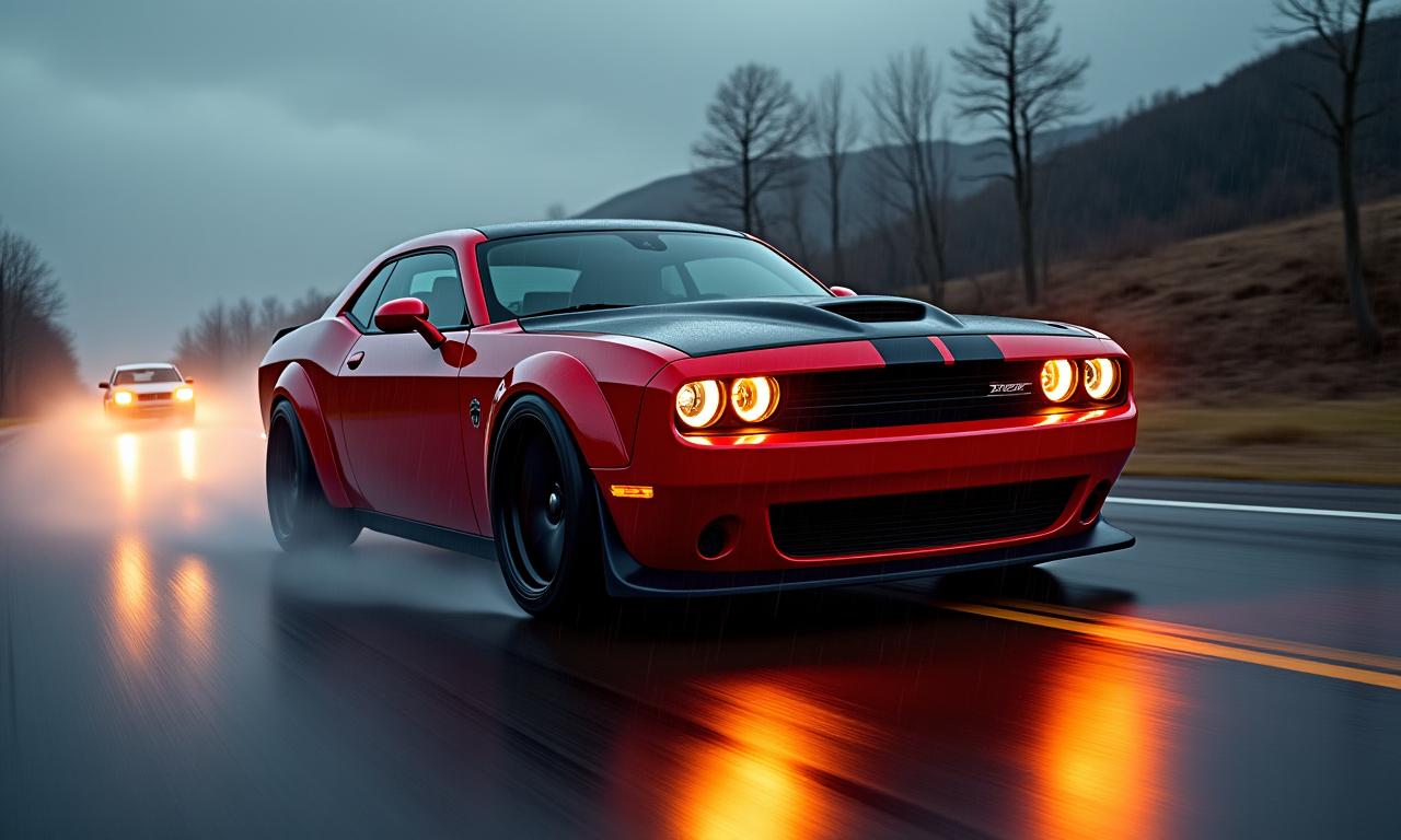 Customized sports car driving fast